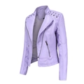 Damen Bikerjacke aus Kunstleder in Hellviolett mit Schnürung und gesteppten Details - S / Oberteile / Hellviolett
