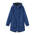 Parka impermeable azul oscuro con capucha, múltiples bolsillos y forro interior cálido - S / Azul marino