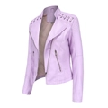 Damen Bikerjacke aus Kunstleder in Lavendel mit asymmetrischem Reißverschluss - S / Oberteile / Hellkirschrosa