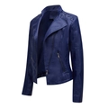 Damen Bikerjacke aus Kunstleder in Marineblau mit gesteppten Schultern und Reißverschlüssen - S / Oberteile / Marineblau
