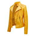 Damen Slim Fit PU-Lederjacke in Hellgelb mit gesteppten Details im Biker-Stil - S / Oberteile / Zitronengelb