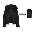 Schwarze Winterjacke mit abnehmbaren Ärmeln und Kunstpelzbesatz zum Weste umwandelbar - S / Schwarz