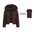 Dunkelbraune Jacke mit abnehmbaren Ärmeln und Kapuze mit Kunstfellkragen als Weste - S / Braun