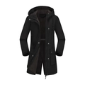 Parka impermeable negra para mujer con forro polar cálido y capucha - S / Negro