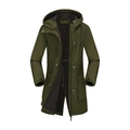 Chubasquero de mujer verde militar con capucha, cintura ajustable y bolsillos frontales - S / Verde Militar