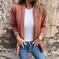 Damen-Blazer in Rostrot mit Leopardenmuster-Manschetten für einen Herbst-Look - S / Ziegelrot Leoparden-Manschetten