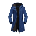 Chaqueta impermeable azul con capucha talla S con cordón y bolsillos grandes - S / Azul marino