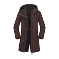 Parka de mujer marrón oscuro con capucha, forro polar y acabado impermeable - S / café