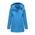 Sky blue women's hooded mountain jacket with windproof fabric and warm quilted lining - S / Tops / Sapphire Blue