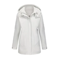 Women's minimalist white hooded windproof outdoor parka jacket with dual front closure - S / Tops / White