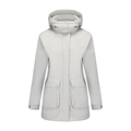 Parka de mujer gris claro con capucha, forro polar y acabado repelente al agua - S / Blanco