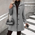 Damenmantel in Grau aus Wollmischung, einreihig und lang geschnitten im Urban-Look - S / Grau