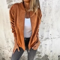 Chaqueta bomber para mujer en ante sintético marrón con cremallera y puños acanalados - S / Tostado