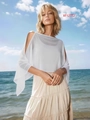 Witte doorschijnende chiffon cropped top met gespleten mouwen voor de zomervakantie - S / Wit