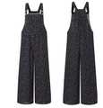 Detailansicht von Vorder- und Rückseite des floralen Jumpsuits mit weitem Bein - S / Dunkelblau Blumig (Bild 1)