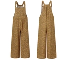 Details des geblümten senfgelben Jumpsuits mit weitem Bein in Vorder- und Rückansicht - S / Senfgelb Blumig (Bild 3)