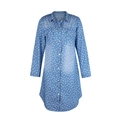 Abito chemisier casual in denim a maniche lunghe blu lavato con stampa a stelle - S / Azzurro