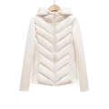 Slim fit white hooded lightweight down jacket with herringbone quilted stitching design - XS / White