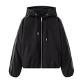 Veste à capuche noire pour femme avec rayures blanches sur les manches et zip - S / Noir