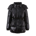 Cappotto invernale nero lucido con cappuccio, coulisse regolabile e cerniera lampo - Taglia S / Top / Nero