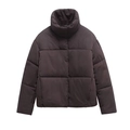 Chaqueta acolchada marrón chocolate para mujer con elegante cuello alto para el invierno - XS / Marrón