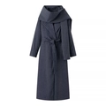 Détail d'un trench-coat à rayures avec une écharpe intégrée et une ceinture assortie - S / Rayé Marine