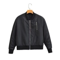 Klassische schwarze Bomberjacke mit Rippsaum und Stehkragen sowie einem Metallreißverschluss - S / Schwarz