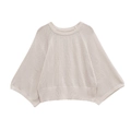 Jersey de punto crema para mujer con cuello redondo y mangas de murciélago anchas otoño - S / Color Avena