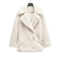 Classic white faux shearling teddy coat with large lapel and long sleeves in mid-length - XS / Milky White
