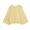 Jersey de punto amarillo pálido con cuello redondo, mangas raglán y puños acanalados - S / Amarillo