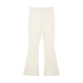Détail d'un pantalon évasé en tricot blanc cassé avec taille élastique à cordon de serrage - S / Pantalons / Blanc