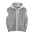 Gilet gris à capuche pour femme, texture polaire douce et fermeture éclair décontractée - Taille unique / Hauts / Gris