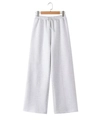 Light grey wide-leg joggers with drawstring waist and vertical seam pleat details - S / Bottoms / Mixed Grey