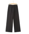 Detail of black wide-leg joggers with elastic drawstring waist and vertical seam stitching - S / Bottoms / Black