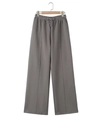 High-waisted taupe wide-leg sweatpants with drawstring and elegant front seam detail - S / Bottoms / Dark Gray