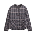 Détail de veste matelassée à carreaux avec col rond, grandes poches et boutons noirs - XS / Carreaux