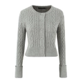 Cárdigan gris claro de punto trenzado con cuello redondo y botones en un diseño corto entallado - S / Blazer Gris