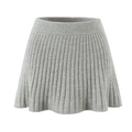 Falda plisada de punto trenzado gris claro para mujer con cintura alta elástica - S / Falda Gris