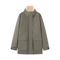 Detail view of water-resistant fabric and adjustable velcro cuffs on parka jacket - XS / Tops / Army Green