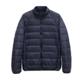 Women's stylish lightweight puffer jacket with stand collar and quilted design in black - S / Navy Blue Stand Collar