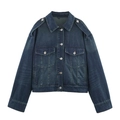 Detalle de chaqueta vaquera azul oscuro con charreteras y botones metálicos clásicos - XS / Prendas de abrigo