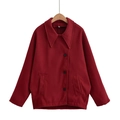 Women's burgundy wool jacket with oversized lapels and side buttons in a relaxed fit - S / Burgundy