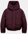 Veste matelassée à capuche pour femme bordeaux foncé avec finition mate et surpiqûres - XS / Bordeaux