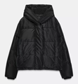 Doudoune courte noire pour femme avec capuche et poignets élastiques coupe-vent - XS / Noir