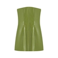 Damen Schlauch-Minikleid in Avocadogrün aus Kunstleder mit schmaler A-Linien-Passform - S / Kleid (25196)