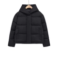 Chaqueta acolchada negra para mujer con capucha y bolsillos laterales de estilo casual - XS / Negro
