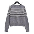 Jersey de punto gris de manga larga con patrones Fair Isle y bordes acanalados - S / Estampado