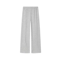 Détail du pantalon de détente gris chiné à taille haute élastiquée et jambe large - Pantalon Gris Clair