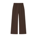 Vue détaillée du pantalon large marron foncé à taille haute avec un tombé fluide - Pantalons
