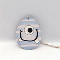 Pendaglio pasquale in legno con strisce blu e faccia di mostro cartone animato e corda - Stile Espressione Mike Wazowski (HF10101)